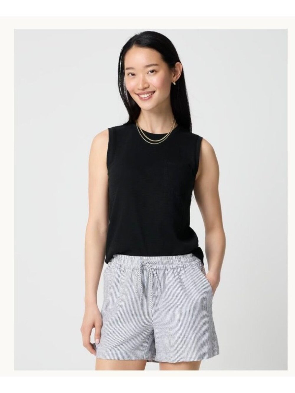NWT J. Crew Black 100% Cotton Girlfriend Pocket Tank Top - Size: Large